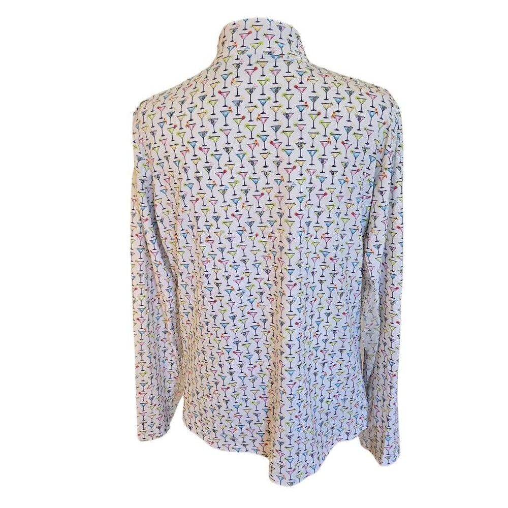 SanSoleil Womens Colorful Martini Print Long Sleeve Performance Sun Shirt Large - Picture 3 of 12